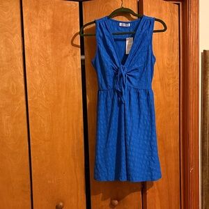 Bright Blue Sleeveless Tie-Front Dress Cupshe Medium
